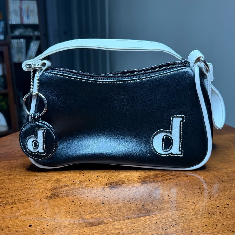 Black White Shoulder Bag Applique Bag Charm 'd' Women’s Casual Classic